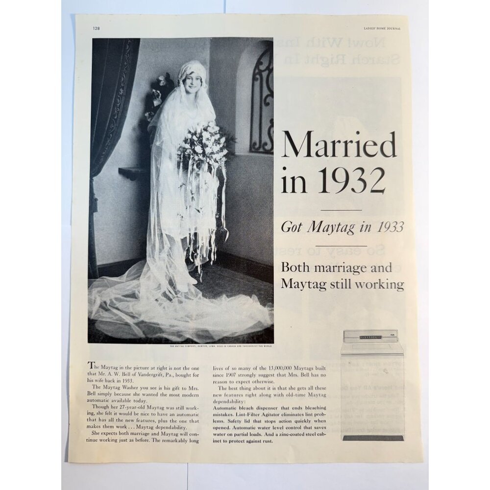 Vintage 1961 Maytag Married Woman Advertisement Print Ad